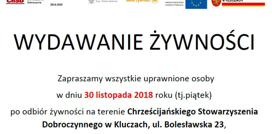 Wydawanie żywności – listopad 2018